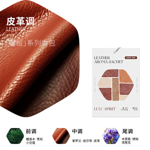 璐璐馨香包衣柜持久香气茉莉花车用放衣服除臭专用香袋璐璐馨 馨绘系列衣柜香包-花香调绿叶调水生调皮革调3片 商品图6