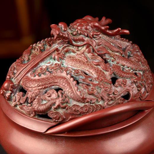 吉祥古法香炉 带座双龙戏珠桥耳熏炉（遇龙丞祥系列） 商品图2