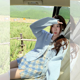 <曾小咸推荐>甜美温柔风丝带设计宽松毛衣开衫