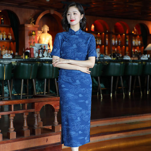 OY-24282中国风优雅复古女装夏季新款棉麻印花日常改良连衣裙24282 商品图3