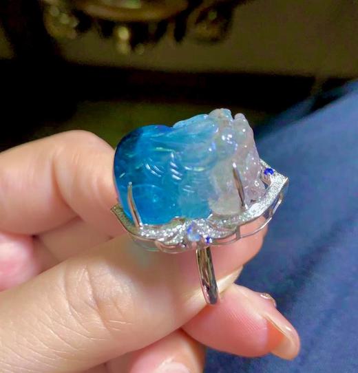18k金 宝石蓝碧玺貔貅戒指两用款 商品图5