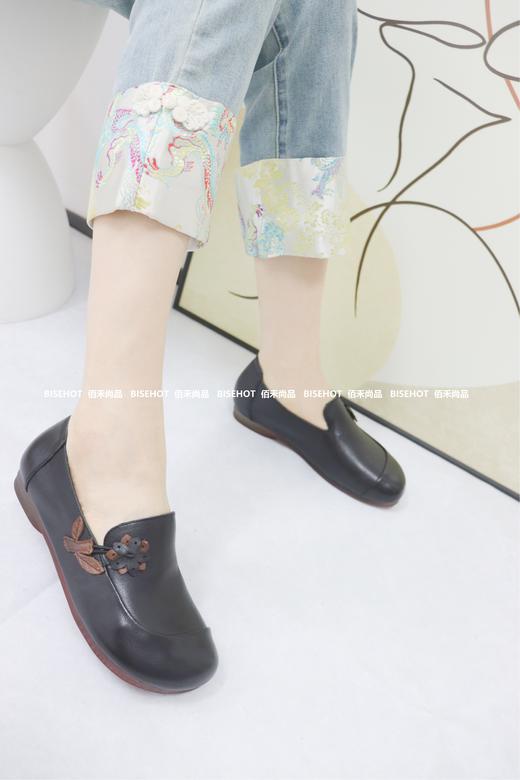 新品牛皮复古一脚蹬柔软橡胶底婆婆鞋963B43514 商品图3