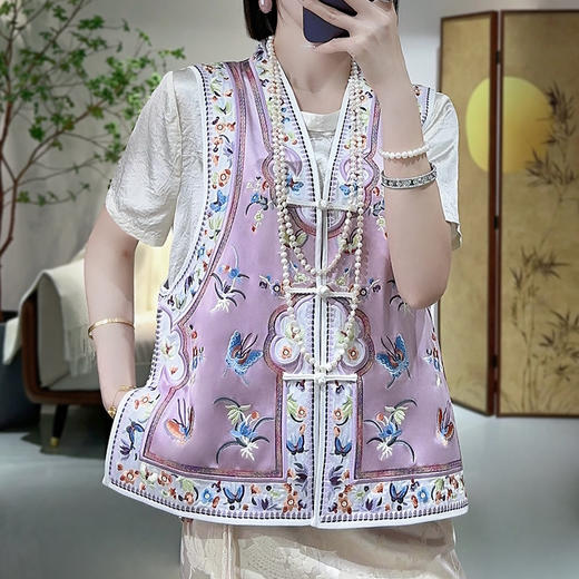 KDS-2550新中式国风重工刺绣马甲女装批发中国风改良马夹醋酸盘扣高档坎肩 商品图1