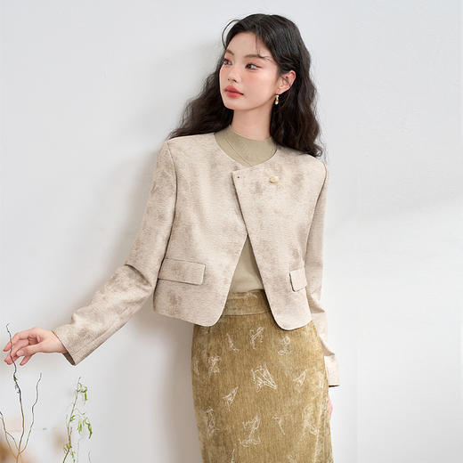 西遇新中式短款外套女新款晕染复古不规则搭片西装开衫13442543 商品图0