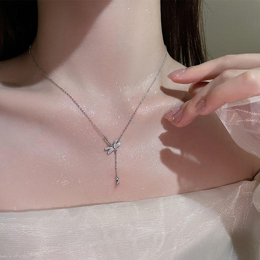 【蜻蜓水滴】S925银流苏锆石项链【JHY-N001648B】 商品图3