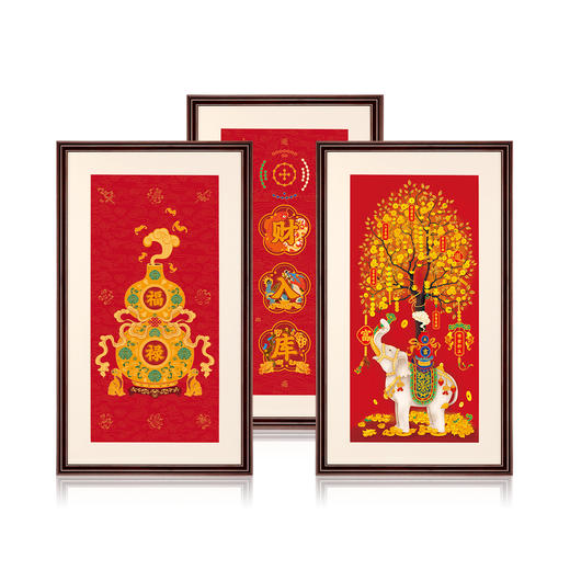 聚财纳福 铜雕艺术画 商品图0