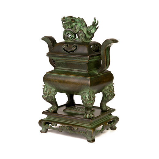 吉祥古法香炉 带座朝冠耳长方熏炉 商品图0