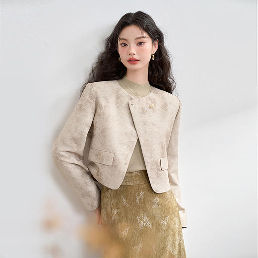 西遇新中式短款外套女新款晕染复古不规则搭片西装开衫13442543 商品图3