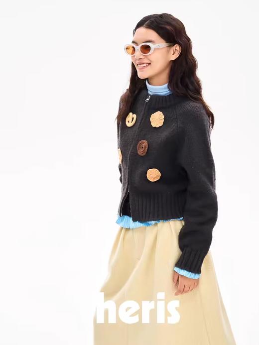 heris/H43102/饼干钩花开衫毛衣 商品图3