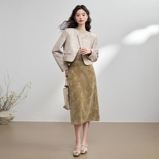 西遇新中式短款外套女新款晕染复古不规则搭片西装开衫13442543 商品图1