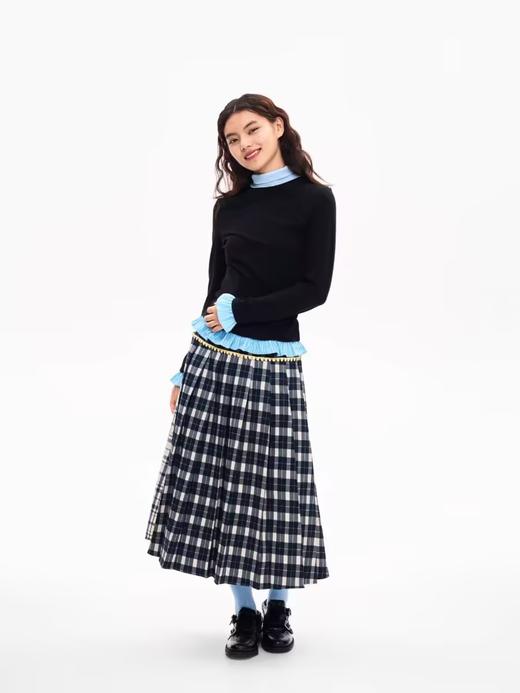 heris/H43119/撞色花边半高领上衣 商品图2