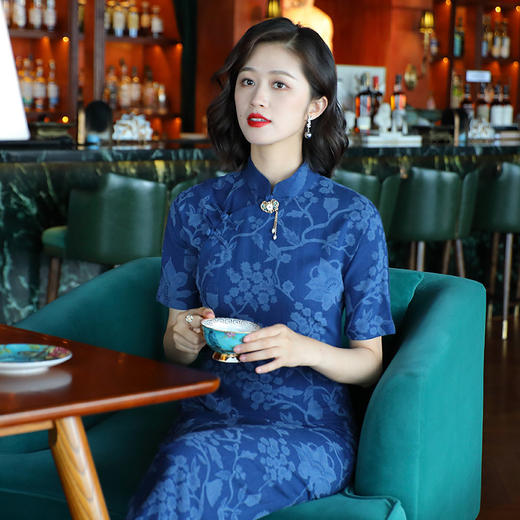 OY-24280中国风复古女装夏季新款棉麻印花日常改良旗袍连衣裙24280 商品图1