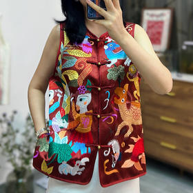 KDS-2536盘扣上衣醋酸马甲高端女装秋季新款中国风中式复古无袖背心马夹