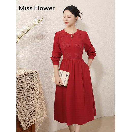红色新中式连衣裙女装春季新款正式场合气质裙子 商品图1
