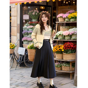 9/9奢姿大码女装2024秋季减龄百褶半松紧裙子胖妹妹时尚百搭半身裙9943491329