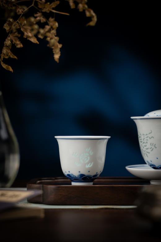 富玉 景德镇玲珑瓷组合功夫茶具手绘双龙戏珠5头茶具 商品图5