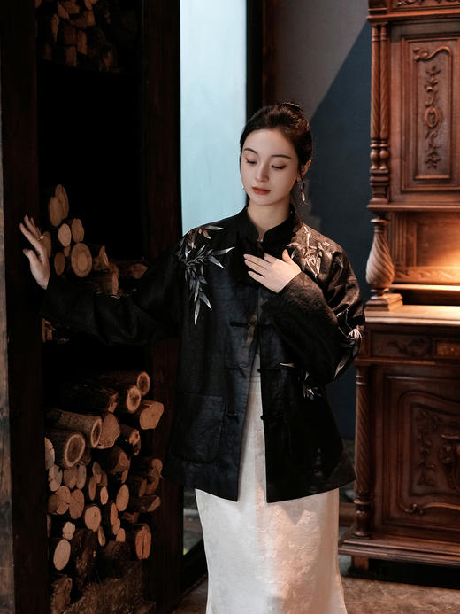 盛唐牡丹盛奢系列| 限量款| 高货-真丝重缎竹纹盘扣外套(特殊商品不退不换) 商品图2