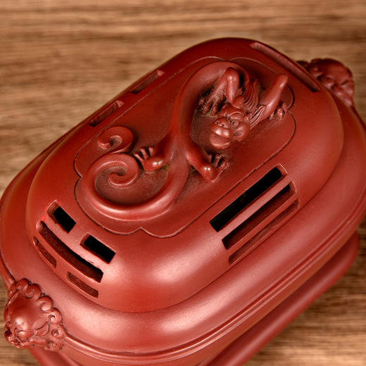 吉祥古法香炉 带座狮耳衔纹方熏炉 商品图2