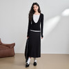 西遇修身设计感长袖T恤女早春新款百搭黑色显瘦假两件上衣M0043158 商品缩略图1