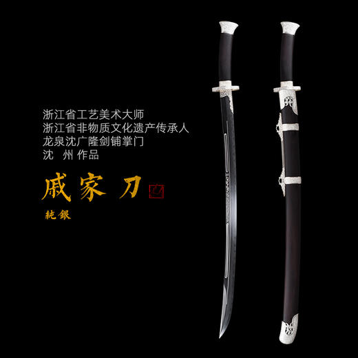 戚家刀 沈州作品 龙泉沈广隆宝剑一体刀剑 手工传统收藏宝剑  未开刃 商品图0