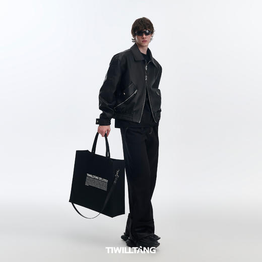 TIWILLTANG启世录“渐褪痕构”双口袋皮夹克 商品图3