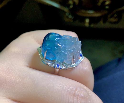 18k金 宝石蓝碧玺貔貅戒指两用款 商品图0