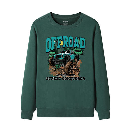 秋冬新款牧马人穿越丛林图案印花毛圈圆领套头卫衣男女通款队服衫 NMT-2180 商品图6