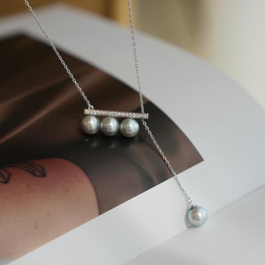 甄珠贝 平衡木吊坠 真多麻8-8.5mm 面基本无暇  整体微瑕 chao强光 精工纯银配件 商品图2