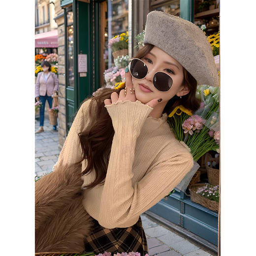 9/9奢姿大码女装2024秋季简约时尚百搭针织衫胖妹妹气质半高领上衣9943155033 商品图2