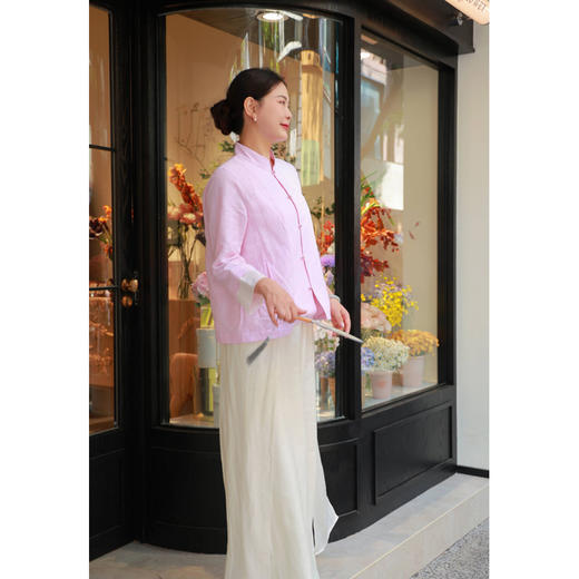 【2026东衣作】套装（中式拼接外套21705191退红+飘纱阔腿裤24809976凌波仙子） 商品图2