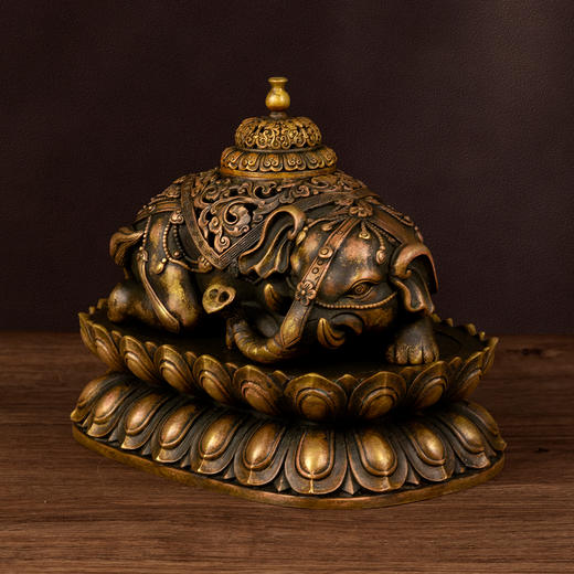 吉祥古法香炉 莲花座福象熏炉 商品图2