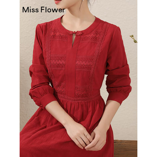 红色新中式连衣裙女装春季新款正式场合气质裙子 商品图0