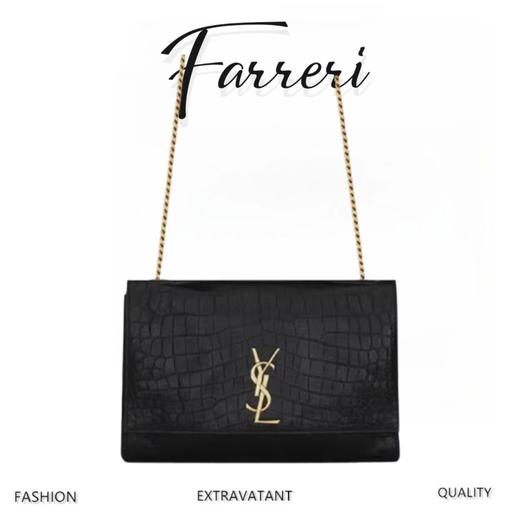 杨树林 双面Kate中号 软鳄鱼纹小牛皮，撞色麂皮内里。 商品图0