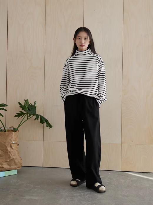 步履不停/3D43081C/休闲裤加厚加绒黑色白色针织裤 商品图3