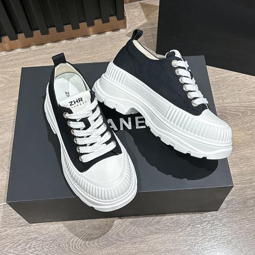 ZHR则则英伦大头小白鞋厚底休闲鞋2024夏季新款时尚运动百搭女鞋 商品图2