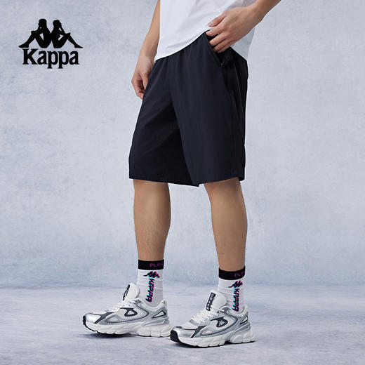 Kappa卡帕背靠背防泼水弹力跑步运动短裤男士美式球裤训练五分裤K0E52DY40 商品图2
