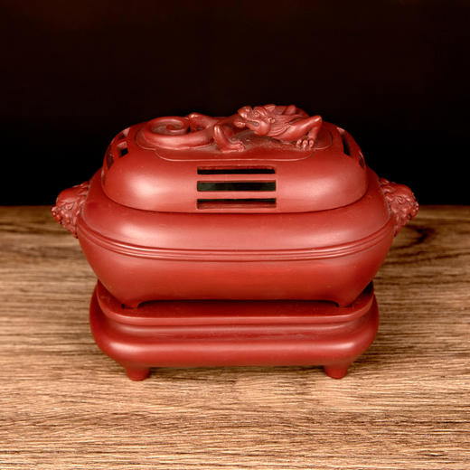 吉祥古法香炉 带座狮耳衔纹方熏炉 商品图6