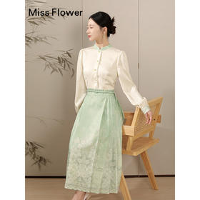 绿色新中式马面裙春季国风连衣裙绝美小裙子