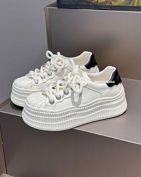 新品厚底贝壳头增高显瘦休闲白鞋997B43545（W）