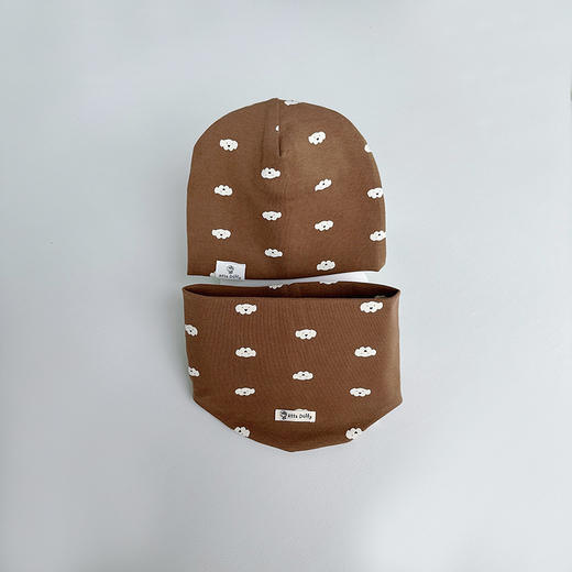 秋冬季棉质宝宝套头帽围脖套装 透气吸汗儿童帽子围巾两件套 商品图5