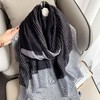 2021秋冬新款百搭两用围巾韩版超大披肩女丝毛复古拼色丝巾装饰 商品缩略图1