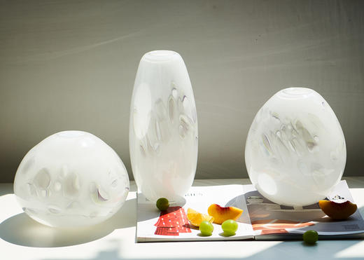 简约创意渐变斑纹猫爪花瓶客厅餐桌鲜花玄关白色小口玻璃家居装饰 商品图8