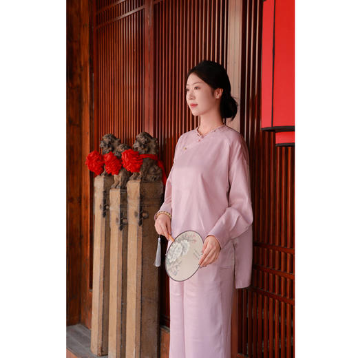 【抖音专属】套装（衬衫24710835-夕岚+阔腿裤24809886C-夕岚） 商品图0