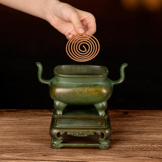 吉祥古法香炉 带座朝冠耳马蹄熏炉 商品图6