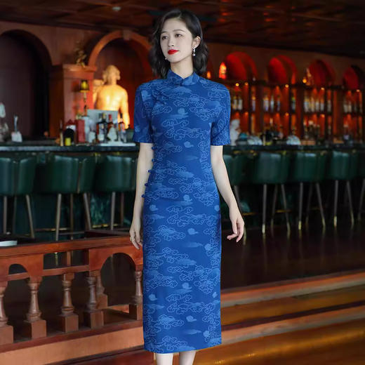 OY-24282中国风优雅复古女装夏季新款棉麻印花日常改良连衣裙24282 商品图0