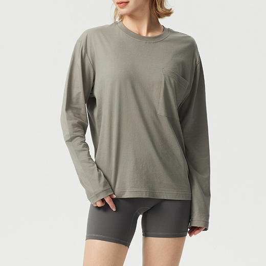 跃牌【周游世界系列】秋冬新款瑜伽服女美国PIMA棉高士线口袋圆领长袖柔软亲肤透气 TP0792 商品图3