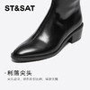 【绒里可选】星期六气质尖头V口显瘦粗跟长靴SSD4117498/SSD4119498 商品缩略图8