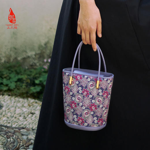 SAINTJOY/上久楷  宋锦拎包 孔雀羽团花锦 手拎包 BWS24A0105-E（不含礼盒包装） 商品图1