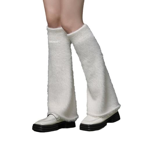 秋冬季新款加绒保暖毛线针织袜女阔腿喇叭袜套防风防寒小腿袜中筒防寒袜子 商品图4