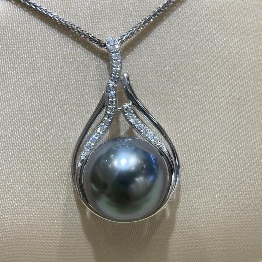 11-12mm钻石大溪地黑珠吊坠 商品图3
